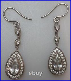 Pair of Sterling Silver Pear Shaped Cubic Zirconia Bezel Cut Earrings TV181