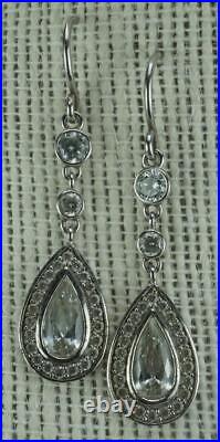 Pair of Sterling Silver Pear Shaped Cubic Zirconia Bezel Cut Earrings TV181