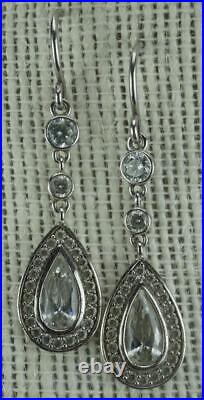 Pair of Sterling Silver Pear Shaped Cubic Zirconia Bezel Cut Earrings TV181