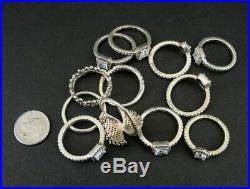 Pandora Rings Lot of 12 Sterling Silver 925 Ale Cubic Zirconia Stones As Is