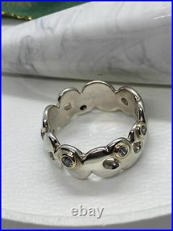 Pandora Silver ring, 14K, cubic zirconia 190132LCZ swirl waves size 60 retired