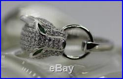 Panther Leopard Head Ring Cubic Zirconia Sterling Silver Ring 925