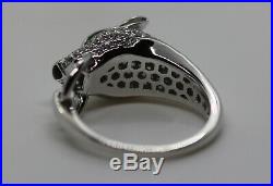 Panther Leopard Head Ring Cubic Zirconia Sterling Silver Ring 925