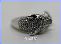 Panther Leopard Head Ring Cubic Zirconia Sterling Silver Ring 925