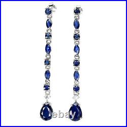 Pear Blue Sapphire Diffusion 10x7mm Cubic Zirconia 925 Sterling Silver Earrings