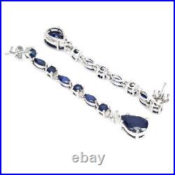 Pear Blue Sapphire Diffusion 10x7mm Cubic Zirconia 925 Sterling Silver Earrings