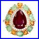 Pear Ruby 12x8mm Emerald Sapphire Cz 14krose Gold Plate 925 Sterling Silver Ring