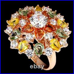 Pear Sapphire Mulit Colors White Cz 14K Rose Gold Plate 925 Sterling Silver Ring