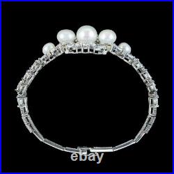 Pearl Cubic Zirconia Bracelet Italian Sterling Silver Stunning