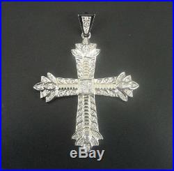 Pendant Sterling 925 Silver Cross Large Cubic Zirconia Stones Sparkle Necklace