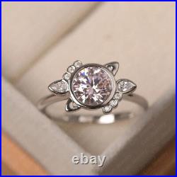 Pink Cubic Zircon Ring, Promise ring, Sterling Silver, Engagement Ring For Women