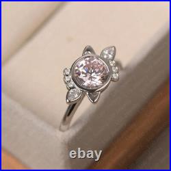 Pink Cubic Zircon Ring, Promise ring, Sterling Silver, Engagement Ring For Women
