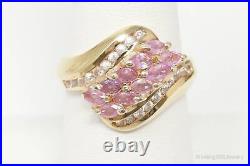 Pink Topaz Cubic Zirconia Gold Vermeil Sterling Silver Ring Size 7.5
