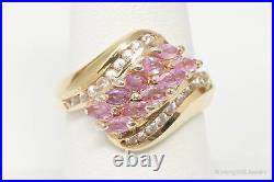 Pink Topaz Cubic Zirconia Gold Vermeil Sterling Silver Ring Size 7.5