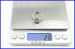 Pink Topaz Cubic Zirconia Heart Sterling Silver Ring Size 6.75