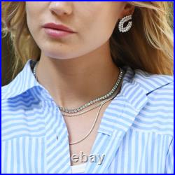 Pori Jewelry Silver Diamond Tennis Necklace 925 Sterling Silver Cubic Zirconia