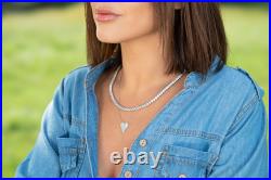Pori Jewelry Silver Diamond Tennis Necklace 925 Sterling Silver Cubic Zirconia