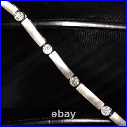 Pretty Estate Sterling Silver Cubic Zirconia Matte Finish Link Bracelet 7 1/8