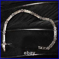 Pretty Estate Sterling Silver Cubic Zirconia Matte Finish Link Bracelet 7 1/8