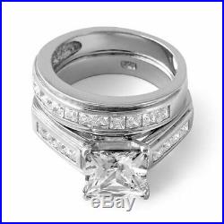 Princess Cubic Zirconia Bridal Set Wedding Engagement Ring Sterling Silver SZ6.5