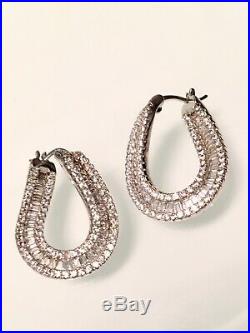 Qualitybaguetteround/cubic Zirconia925ss Twisted Hoop Earrings8 Grams