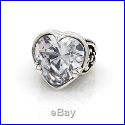 Queen Baby Large Cubic Zirconia Heart Ring Featured in Sterling Silver FJ