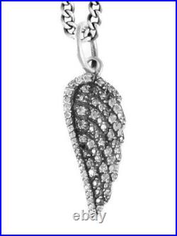Queen King Baby Studio small Pave Wing pendant silver cubic zirconia Q10-9077