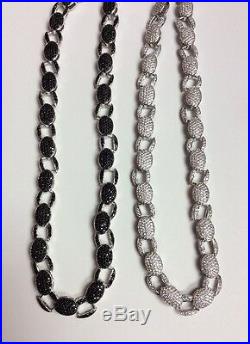 REAL STERLING SILVER Reversible Black & White Cubic Zirconia Long 35 CHAIN 81g