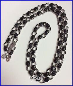 REAL STERLING SILVER Reversible Black & White Cubic Zirconia Long 35 CHAIN 81g