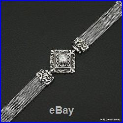 Rare Cubic Zirconia Byzantine Style 925 Sterling Silver Greek Handmade Bracelet