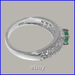 Real 925 Sterling Silver Natural Emerald & CZ Womens Band Ring Sizes 4 to 12
