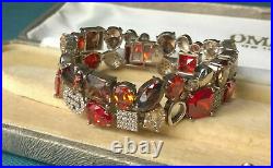 Red bracelet 7 solid 925 sterling silver autumn colours cubic zirconias