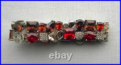 Red bracelet 7 solid 925 sterling silver autumn colours cubic zirconias