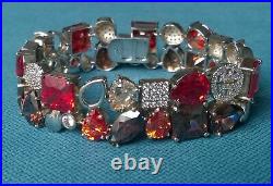 Red bracelet 7 solid 925 sterling silver autumn colours cubic zirconias