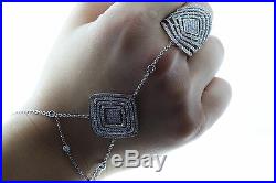 Reduced! Sterling Silver Fashionable Slave Bracelet With Cubic Zirconia