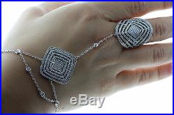 Reduced! Sterling Silver Fashionable Slave Bracelet With Cubic Zirconia