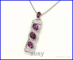 Rhodolite Garnet Cubic Zirconia Sterling Silver Necklace