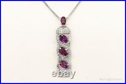 Rhodolite Garnet Cubic Zirconia Sterling Silver Necklace