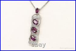 Rhodolite Garnet Cubic Zirconia Sterling Silver Necklace