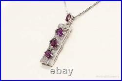 Rhodolite Garnet Cubic Zirconia Sterling Silver Necklace