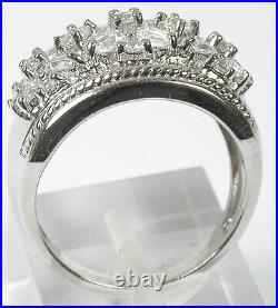Ring with Round & Bagette Cubic Zirconia in Sterling Silver size 7 Wedding