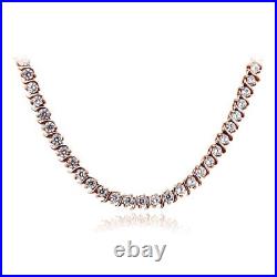 Rose Gold Flashed Sterling Silver Cubic Zirconia S Design Tennis Necklace