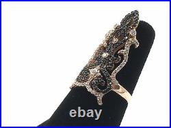 Rose Gold Plated. 925 Sterling Silver Black/white Cubic Zirconia Ring, Sz 7 1/2
