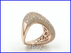 Rose Gold Plated. 925 Sterling Silver Cubic Zirconia Fashion Cocktail Ring, Sz 6