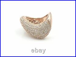 Rose Gold Plated. 925 Sterling Silver Cubic Zirconia Fashion Cocktail Ring, Sz 6