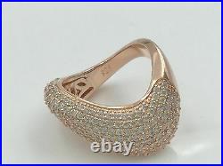 Rose Gold Plated. 925 Sterling Silver Cubic Zirconia Fashion Cocktail Ring, Sz 6