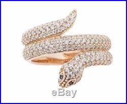 Rose Gold Plated 925 Sterling Silver Snake Fashion Ring with Cubic Zirconia