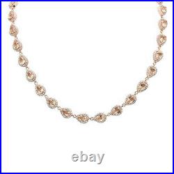 Rose Gold Plated Morganite & Cubic Zirconia. 925 Sterling Silver Necklace 16+2