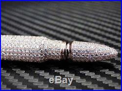 Rose Pink Sterling Silver 925 Fancy C. Z Cubics Zirconia AK Bullet Pendant Charm