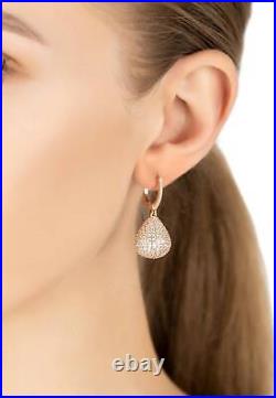 Rosegold 925 Sterling Silver Valerie Gemstone Pear Drop Earrings White CZ Gift